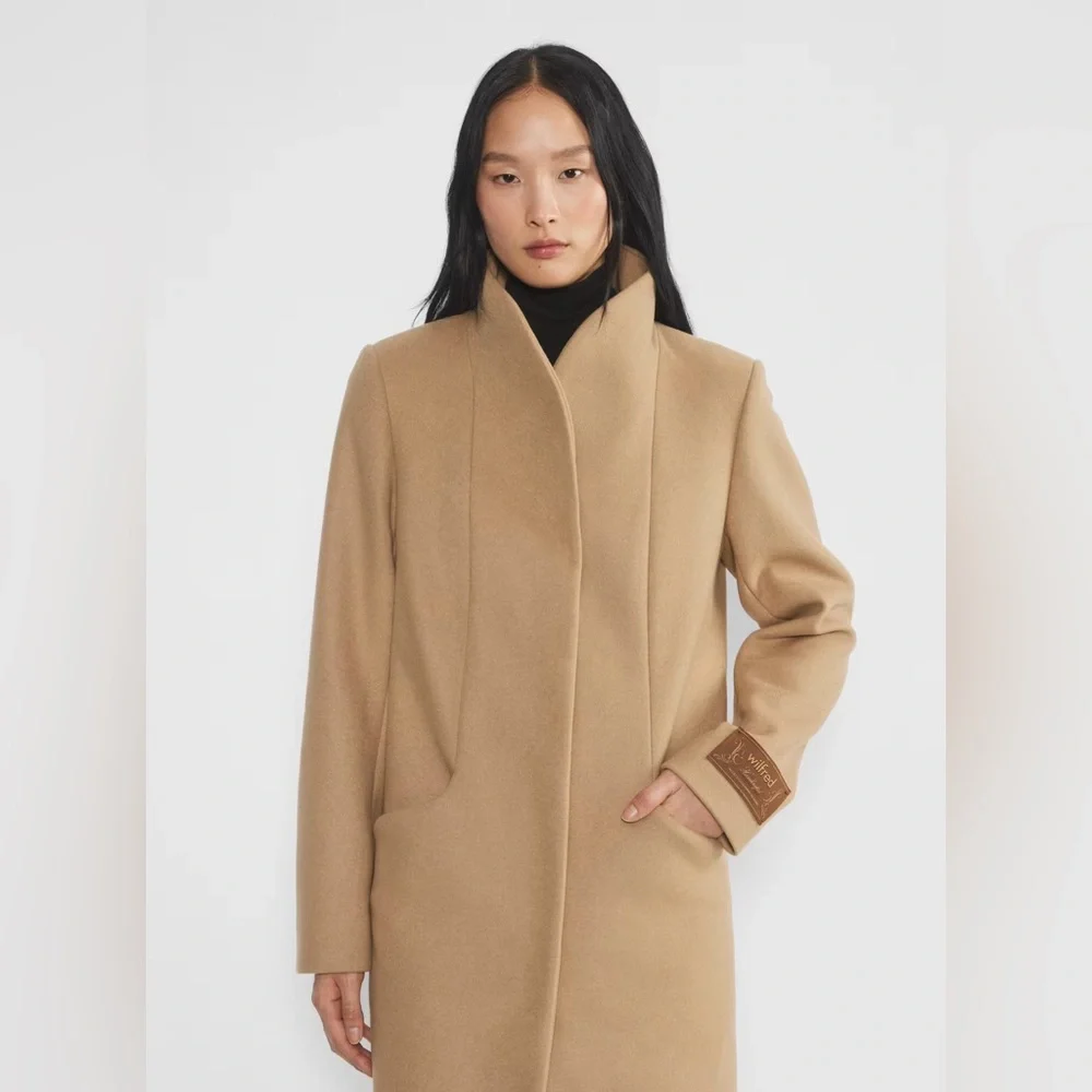 Aritzia Wilfred The Cocoon Long Camel New Elegant Wool Cashmere Coat Size XS - Picture 3 of 17